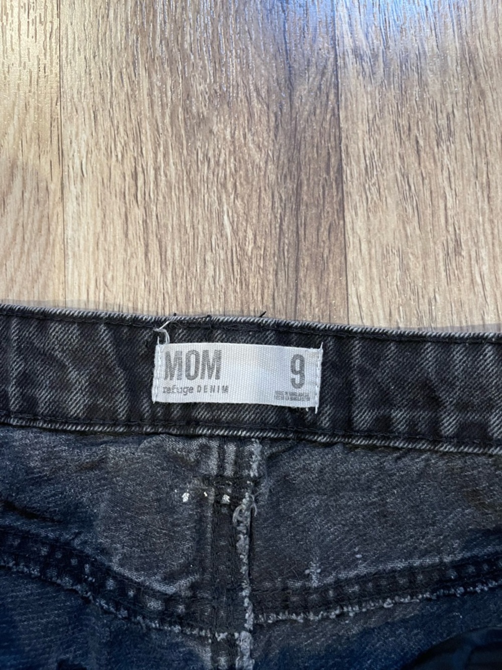 Mom refuge Washed Black High-Rise Rolled Hem Jean Shorts - Picture 3 of 4